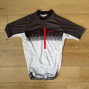 DKGEMN Cycling Jersey Men’s L Black White Red Short Sleeve Rear Pockets